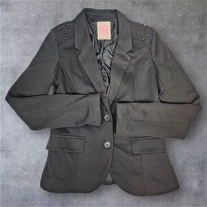 Ardene Black Studded Shoulder Stretch Blazer Jacket Womens Size Medium F101